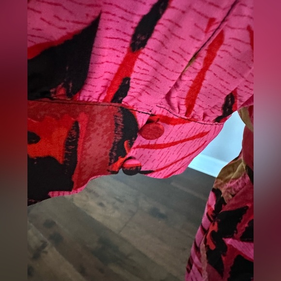 J. Crew Midi Dress Faux Wrap Pink Tropical Palm/Island Hawaiian Floral Print 14 - Picture 9 of 16